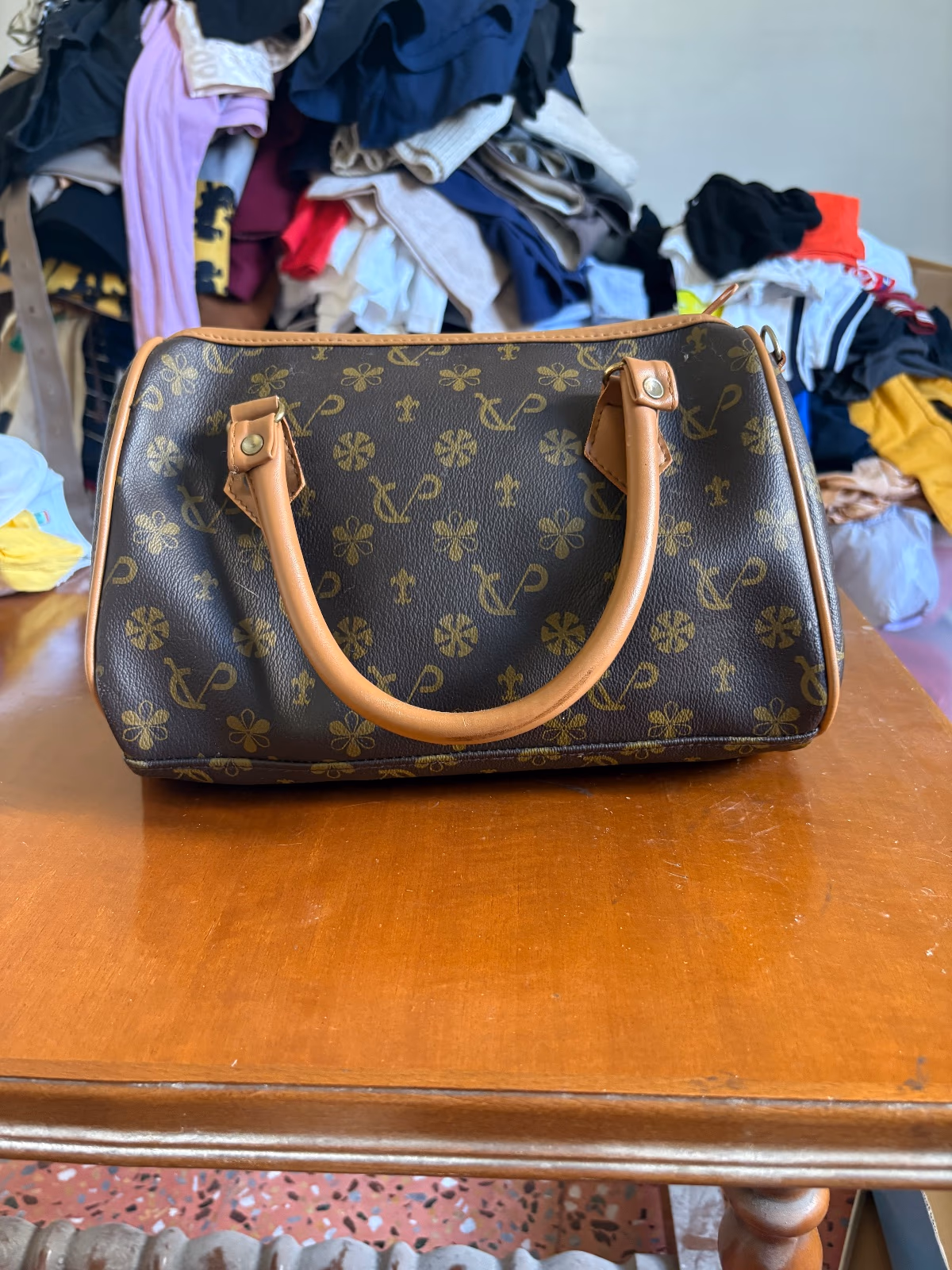 Brown Patterned Monogram Handbag, photo 2