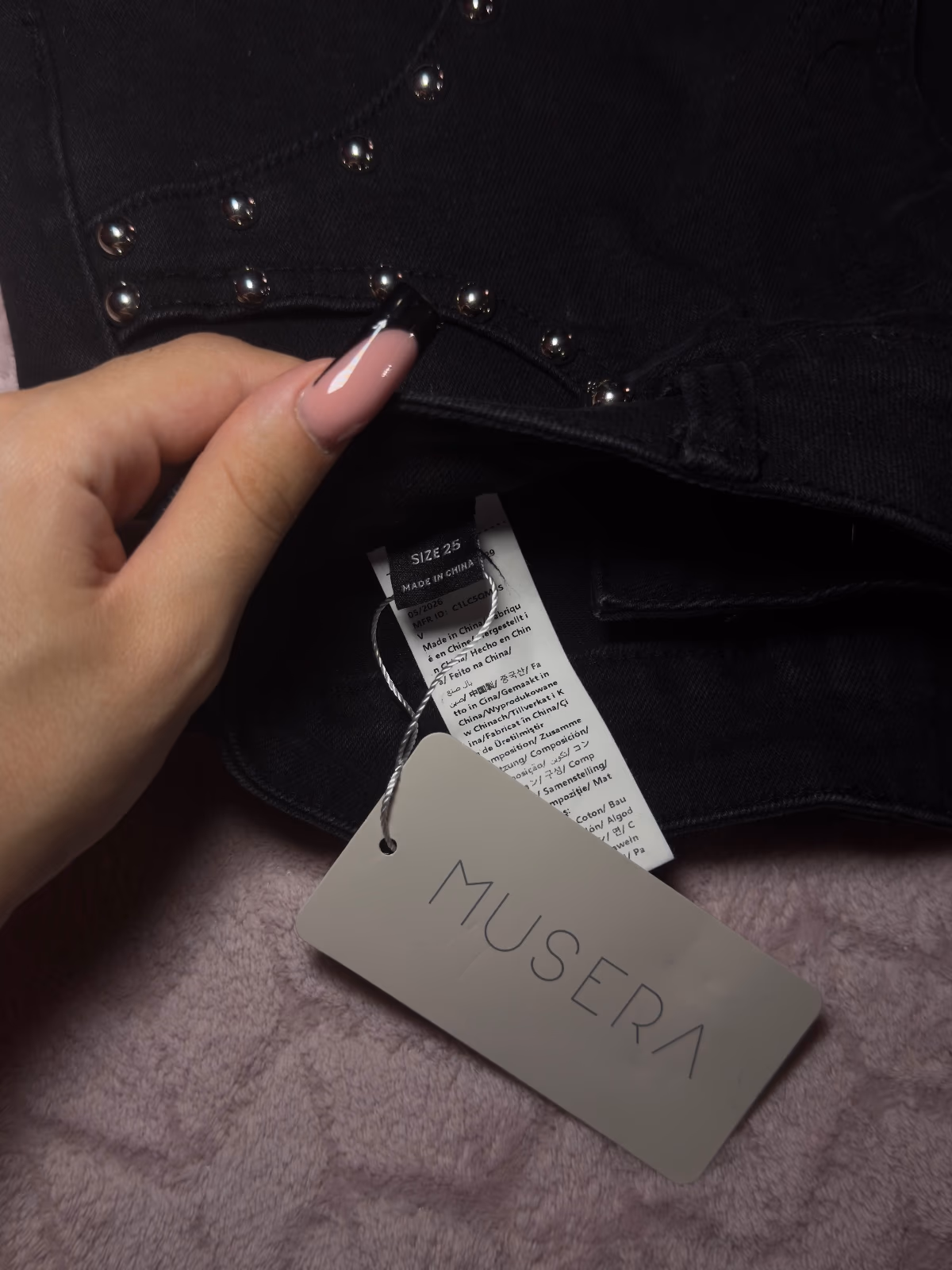 Black Studded Denim Shorts, photo 3