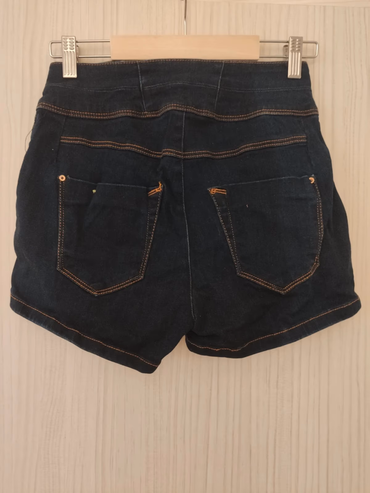 High-waisted dark denim sailor shorts, photo 2