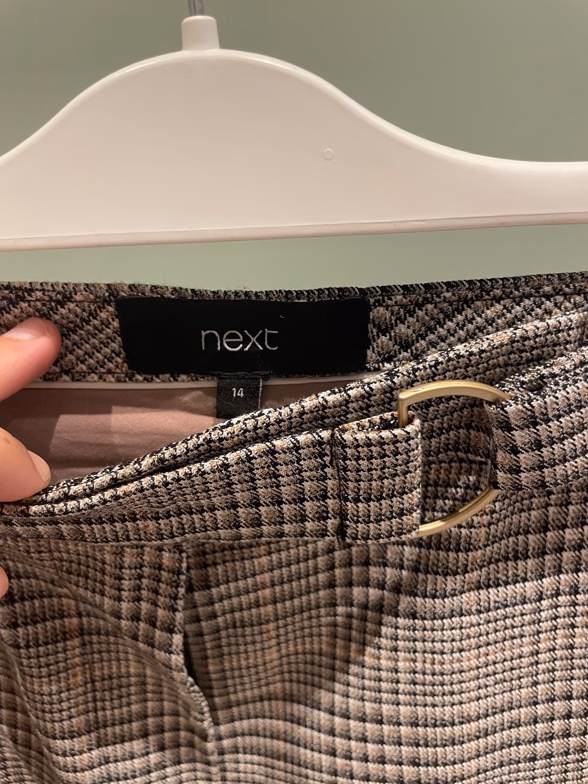 Checked belted tailored trousers size 14, photo 2