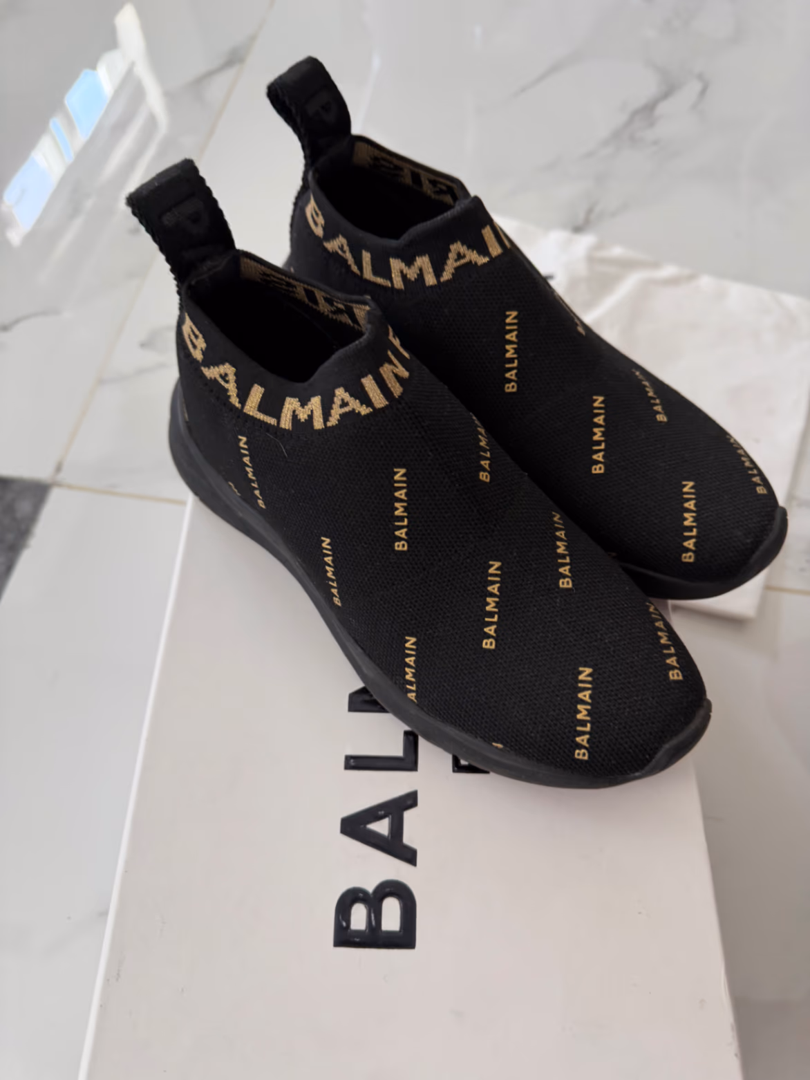 Balmain Monogram Sock Sneakers Black, photo 2