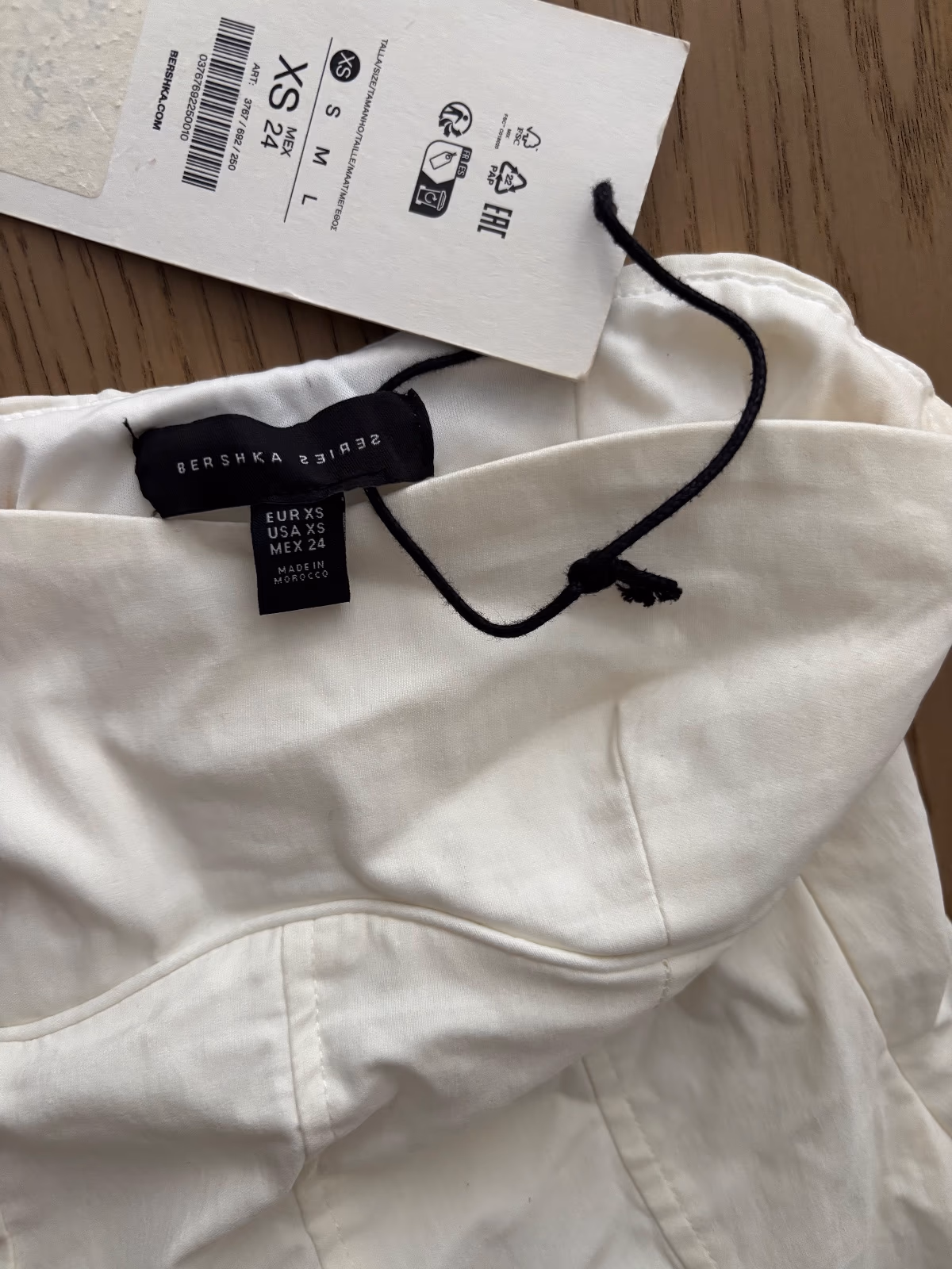 Bershka white strapless corset top, photo 2