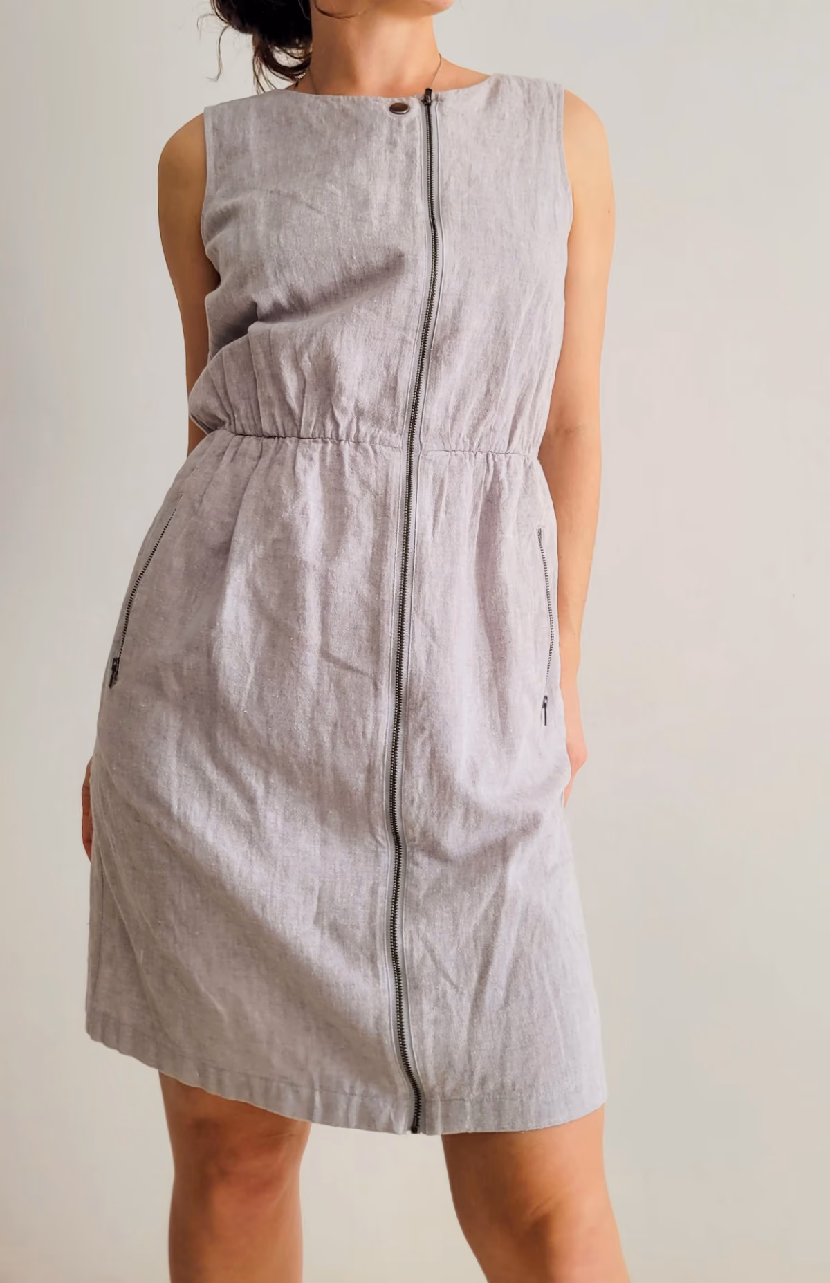 Linen Blend Zipper Front Dress, photo 5
