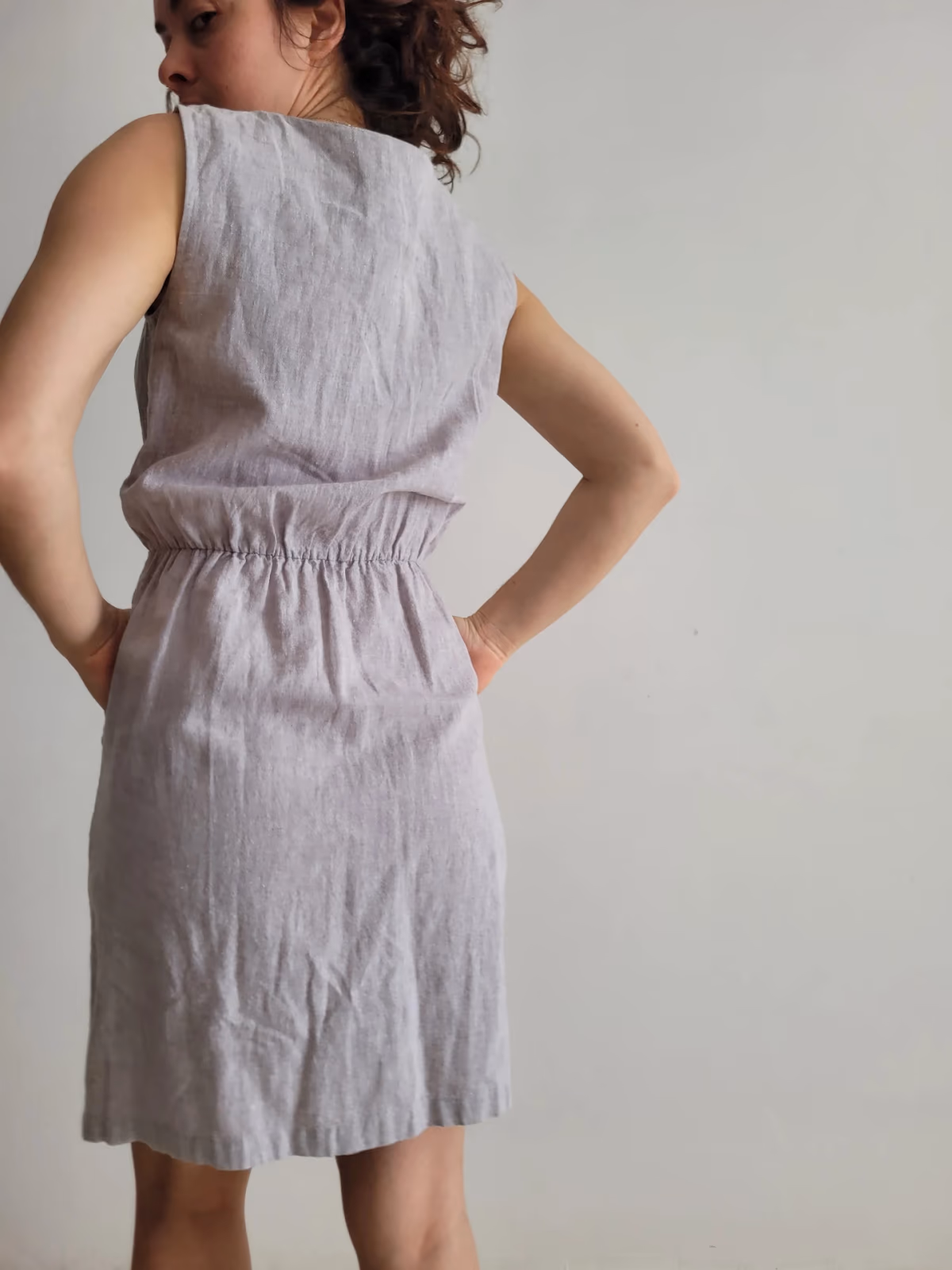 Linen Blend Zipper Front Dress, photo 3