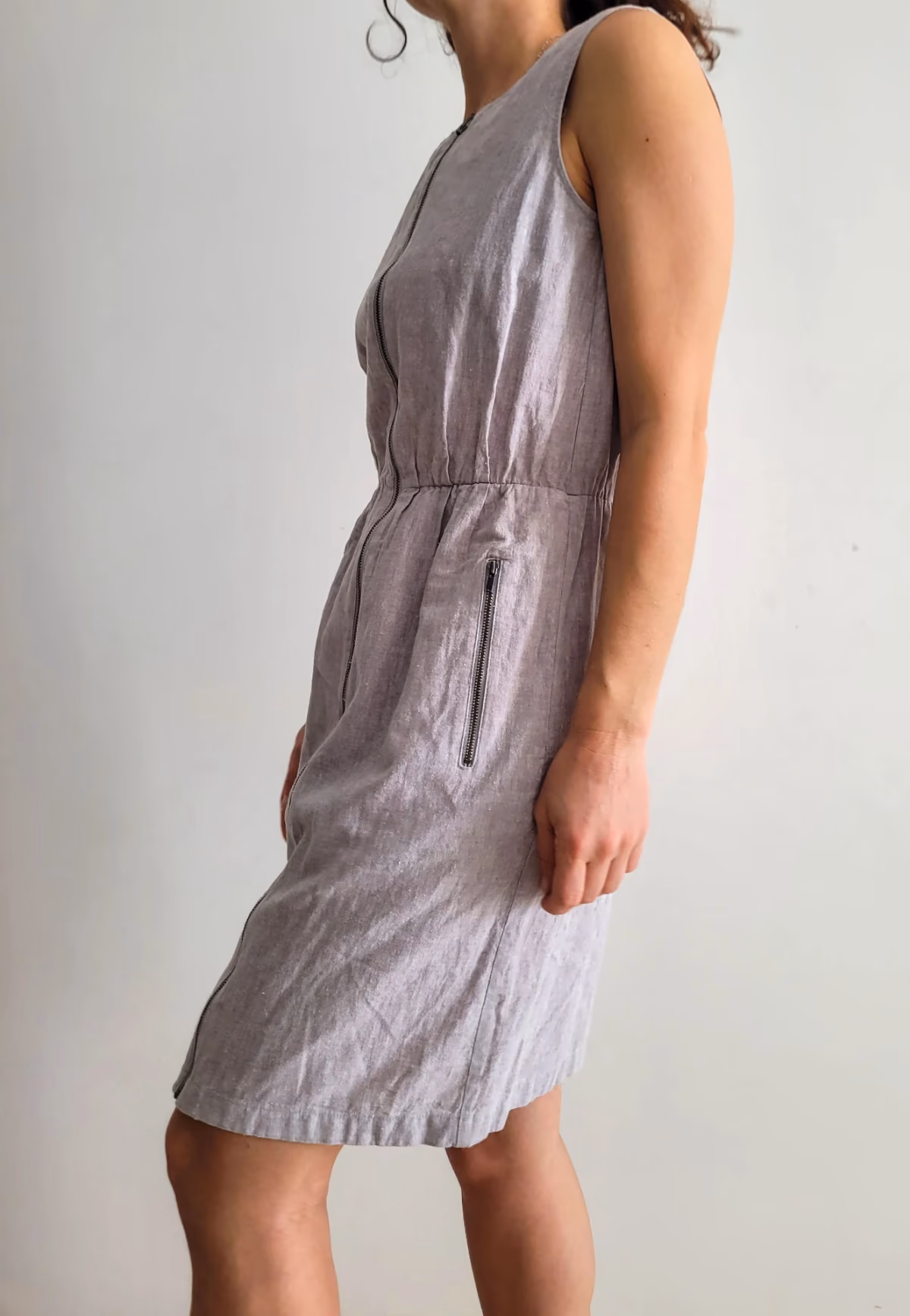 Linen Blend Zipper Front Dress, photo 2