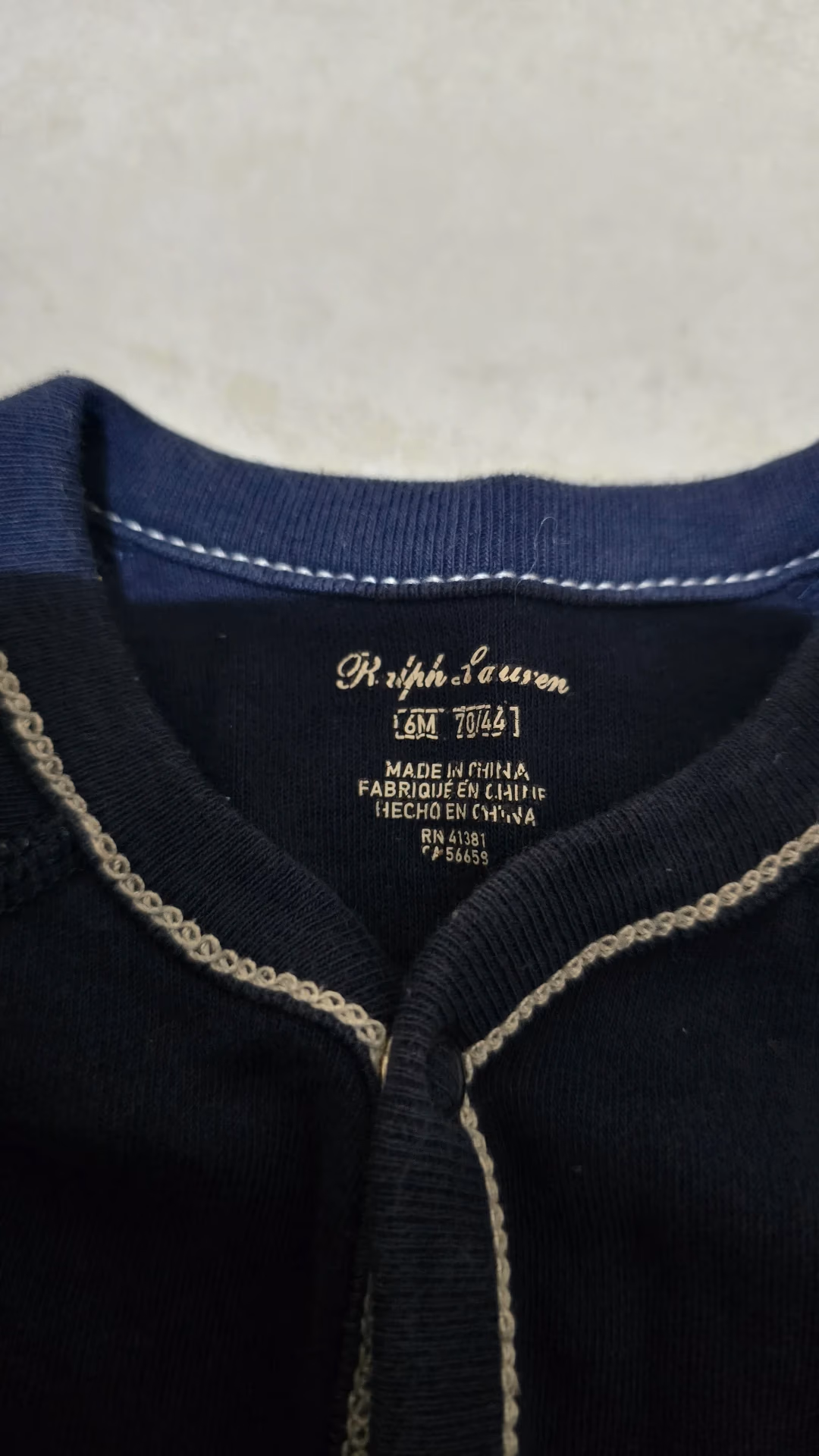 Ralph Lauren Navy Blue Long Sleeved Sleepsuit, photo 3
