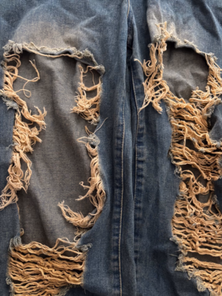 Distressed Blue Denim Jeans, photo 2