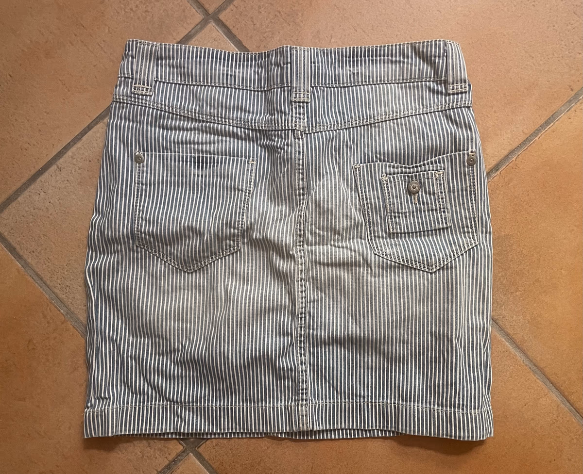 Vintage Short Blue And White Striped Skirt M&S Indigo Collection UK Size 8, photo 2