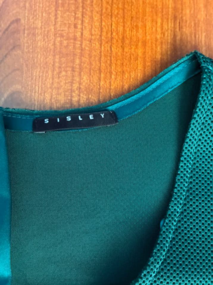 mini abito strutturato verde senza maniche, foto 5