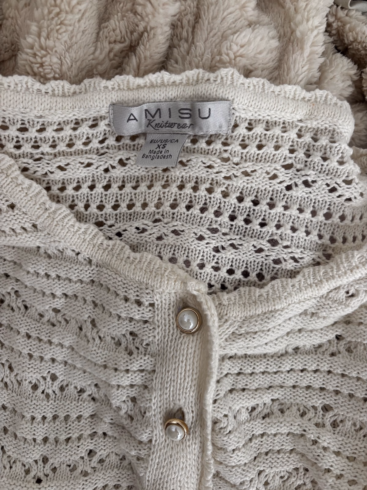 Cream crochet knit cardigan, photo 2