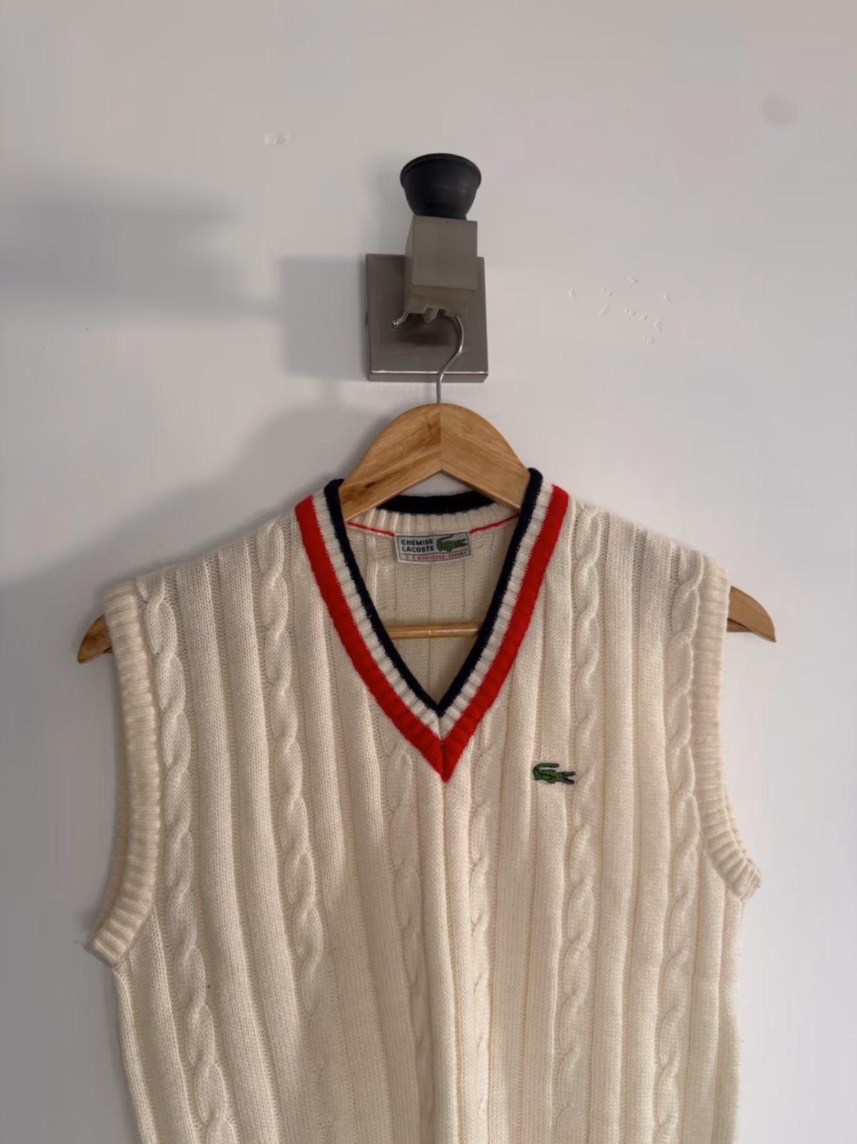Vintage Chemise Lacoste Cable-Knit Tennis Vest, photo 2