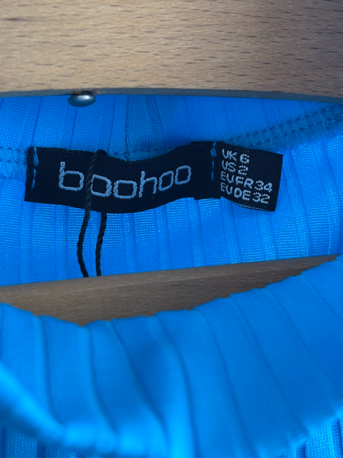 Blue ribbed high-neck dress, photo 3