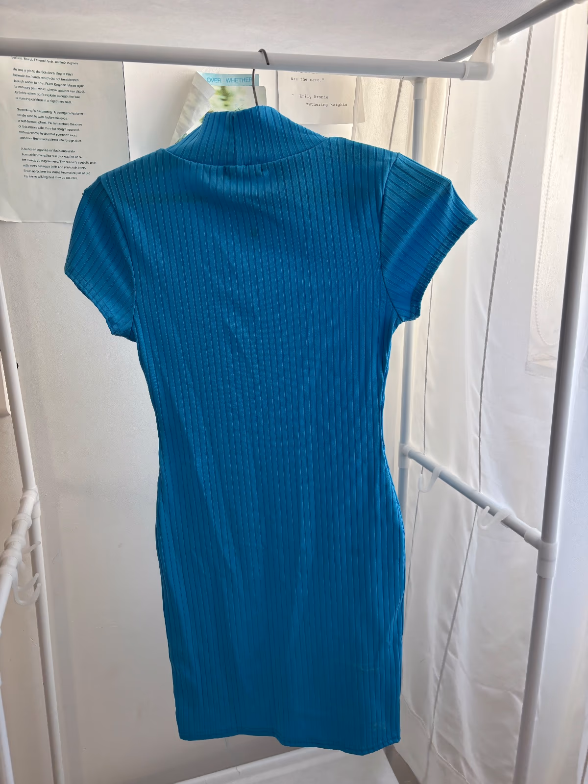 Blue ribbed high-neck dress, photo 2