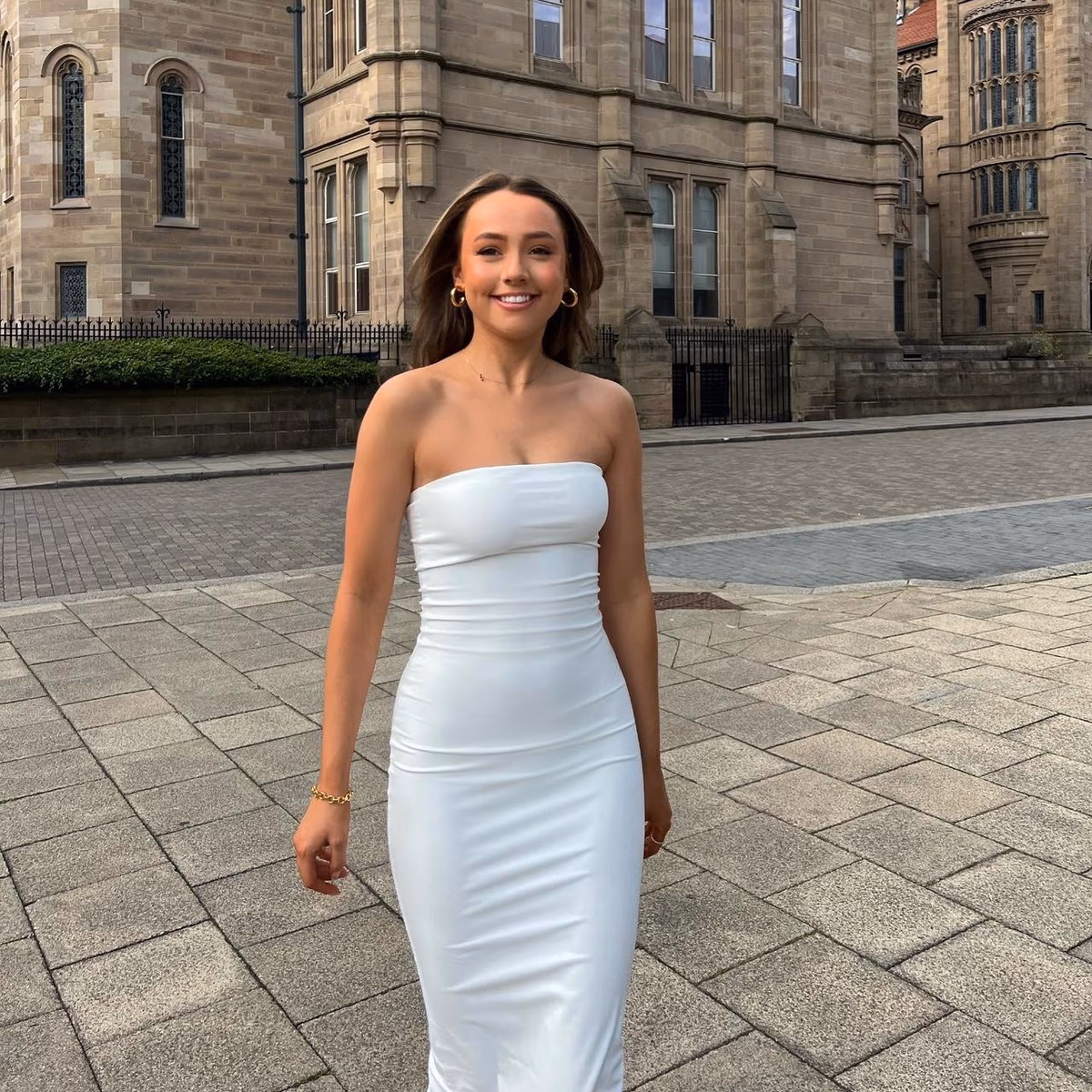 Vestido midi blanco sin tirantes de BOA con cremallera lateral (Talla S), foto 3