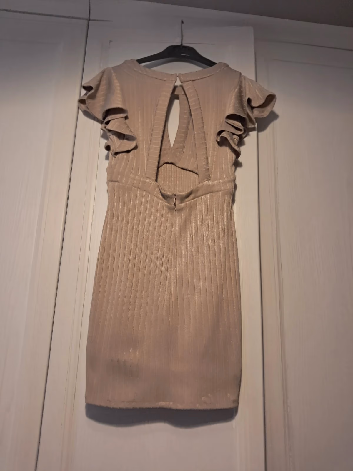 Ribbed Beige Frill Detail Dress, photo 2