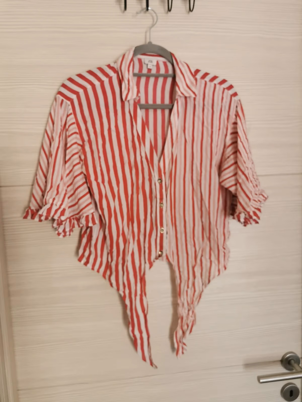 Blusa de verão às riscas com mangas originais, tecido de alta qualidade, tamanho M, fotografia 4