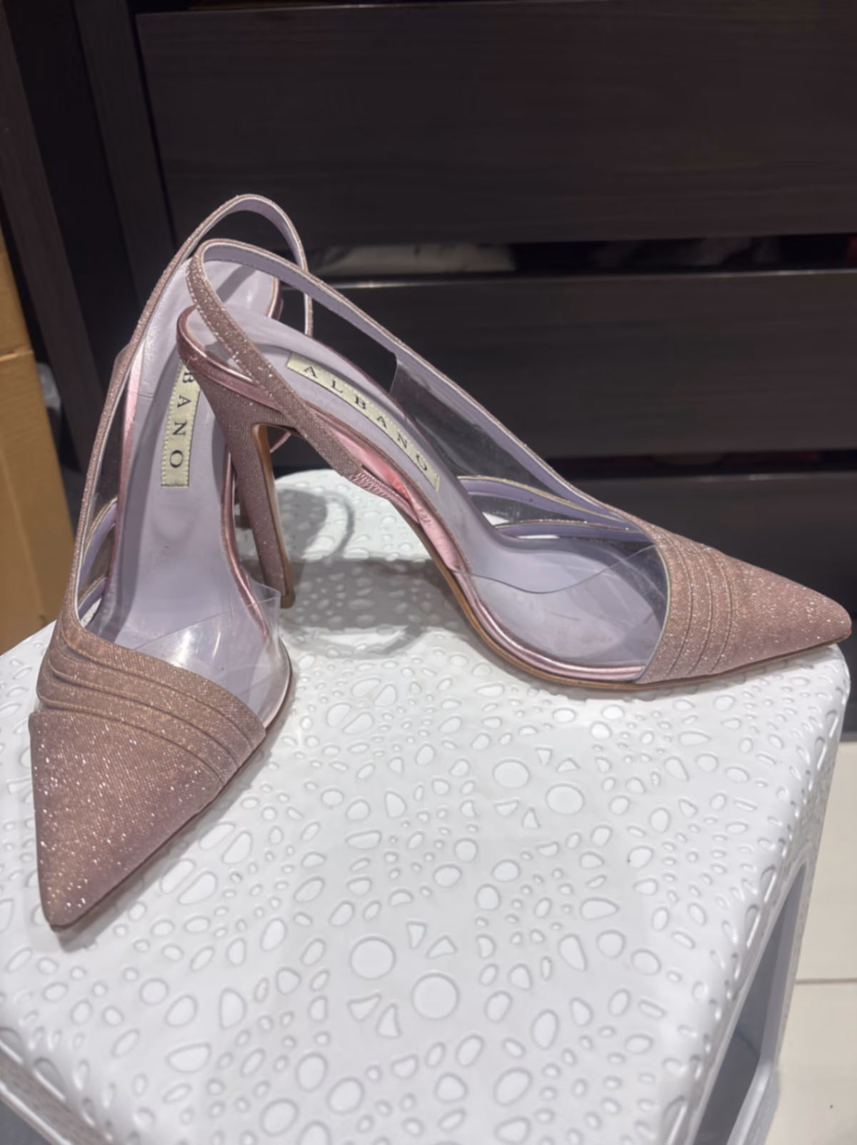 Albano Pink Glitter Slingback Heels, photo 2