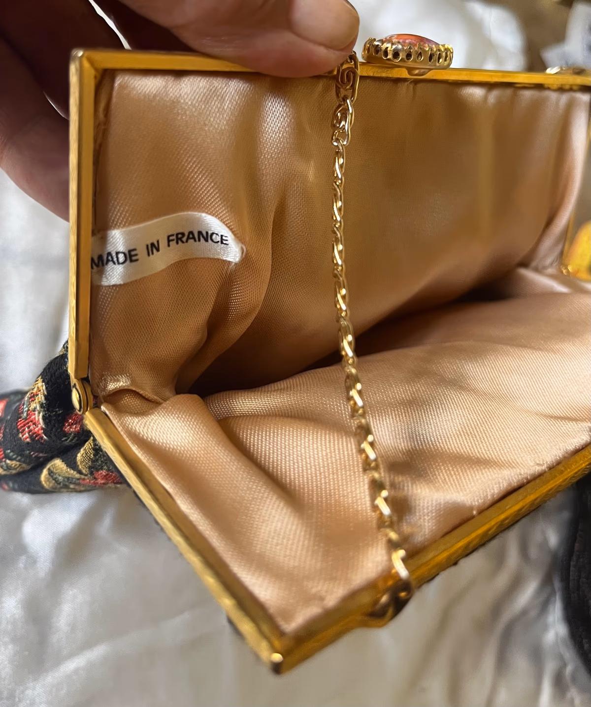 Borsa da sera vintage a punto piccolo/arazzo con motivo floreale, foto 3