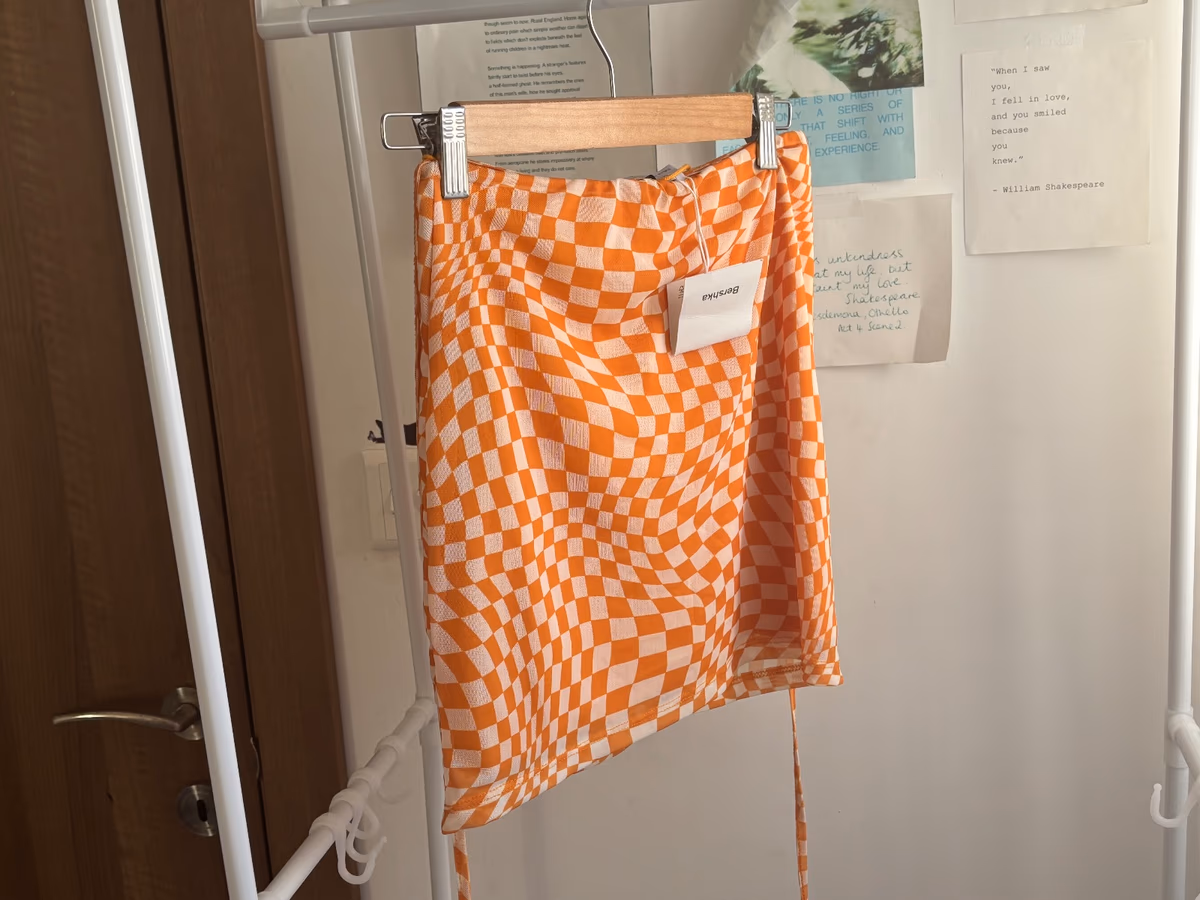 Orange Checkerboard Mini Skirt, photo 2