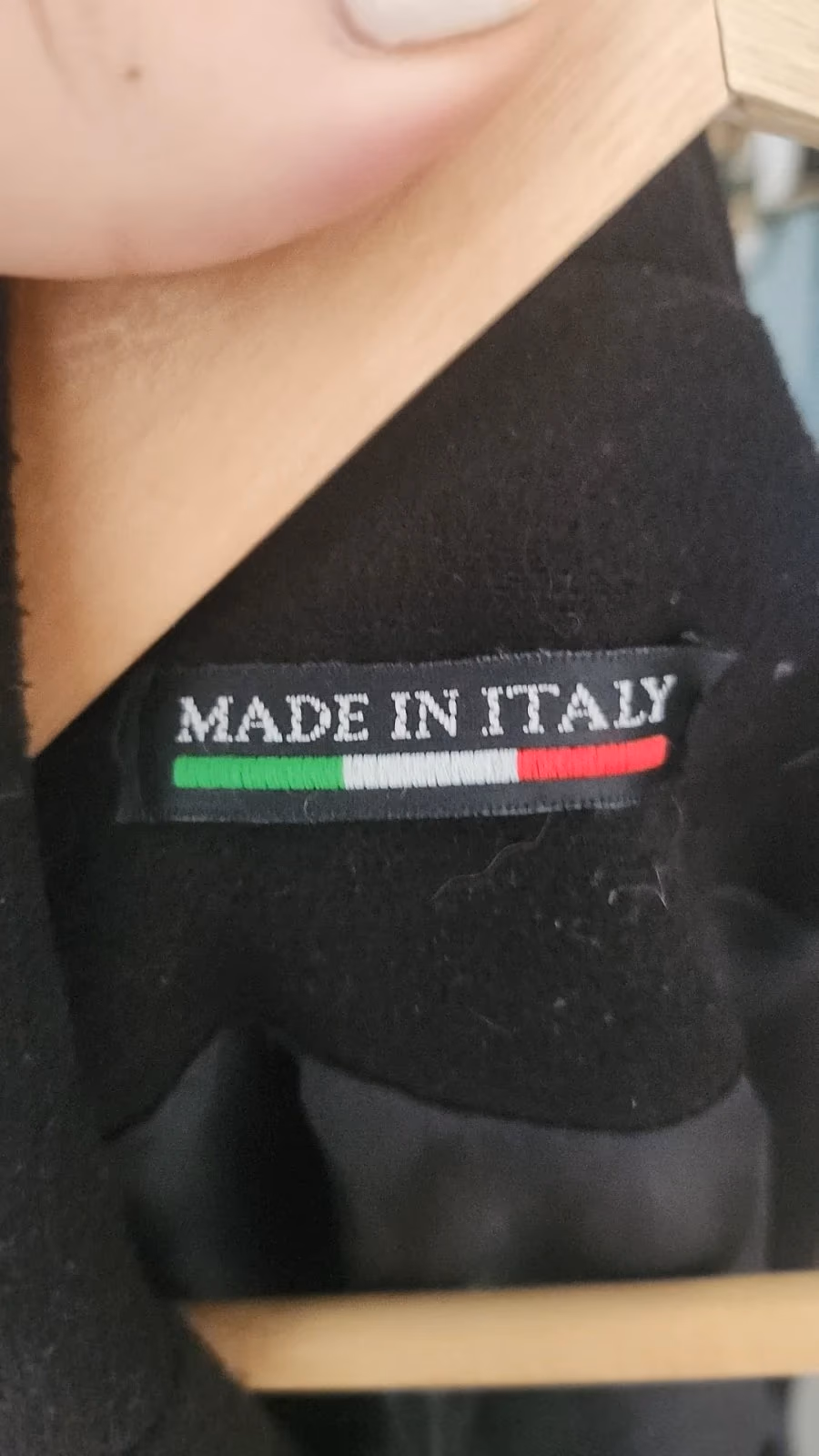 Cappotto classico in lana italiana nera, foto 2